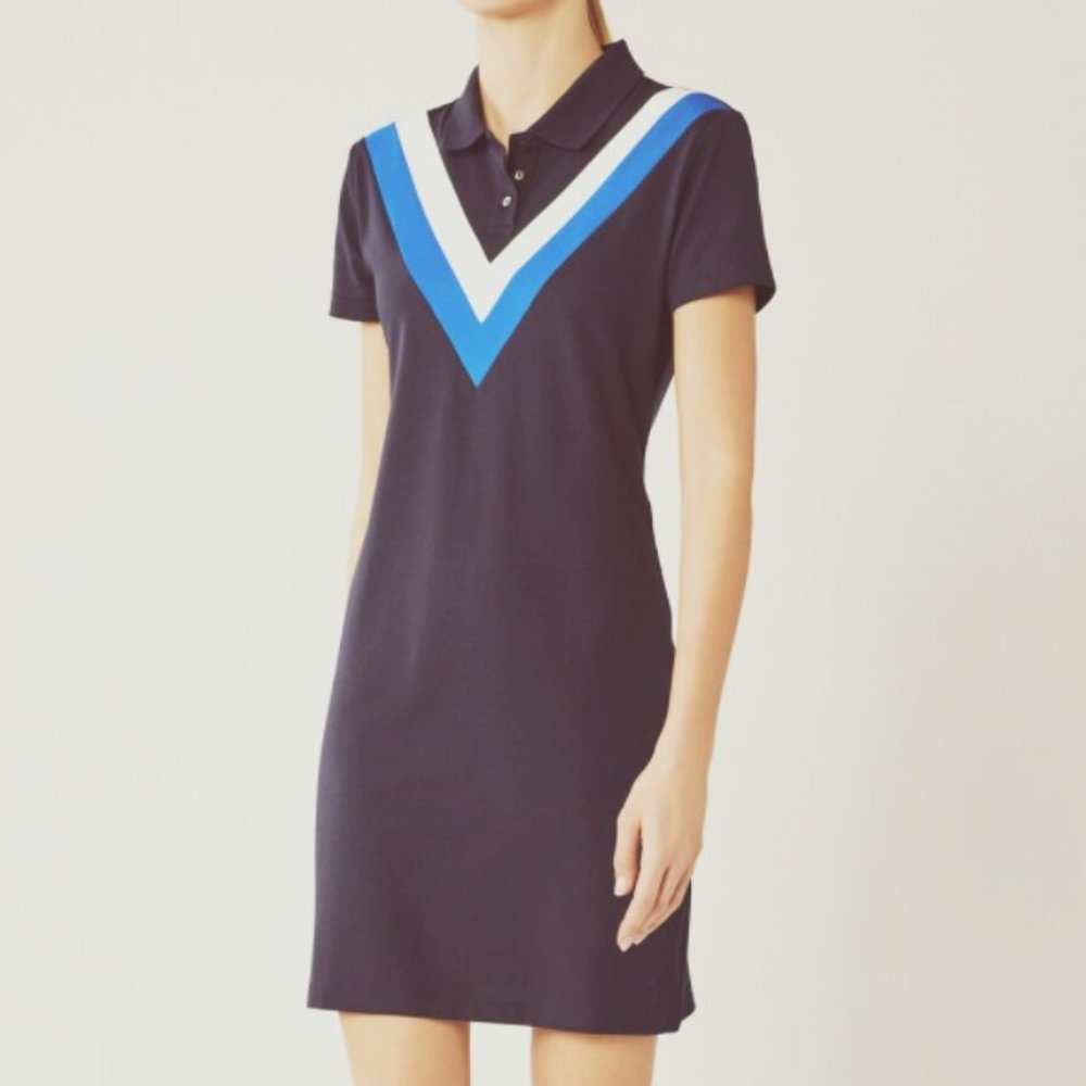 TORY BURCH - PERFORMANCE PIQUÉ CHEVRON POLO DRESS